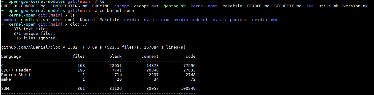 kernel-open下的代码量